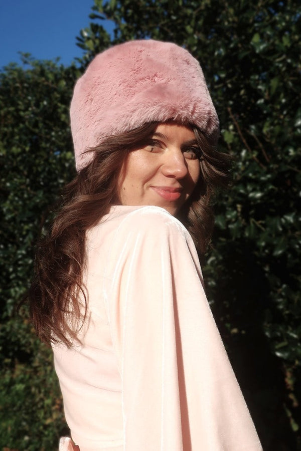 Anastasia Faux Fur Hat in Rose Pink by all about audrey