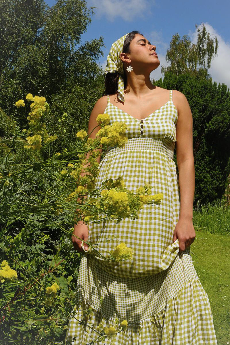 Jessie Maxi Dress in Apple Green Gingham by All About Audrey