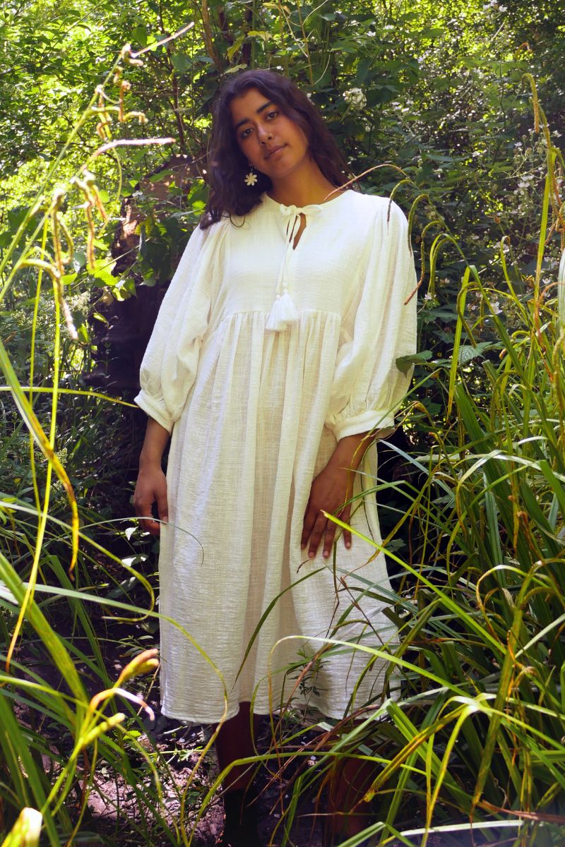 Posy Organic Cotton Boho Midi Dress in Salt White | All About Audrey All About Audrey Vintage Boutique Posy Organic Cotton Boho Midi Dress in Salt White | All About Audrey All About Audrey Vintage Boutique