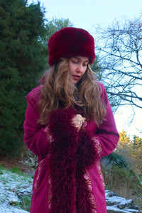 Anastasia Faux Fur Hat in Wine Red