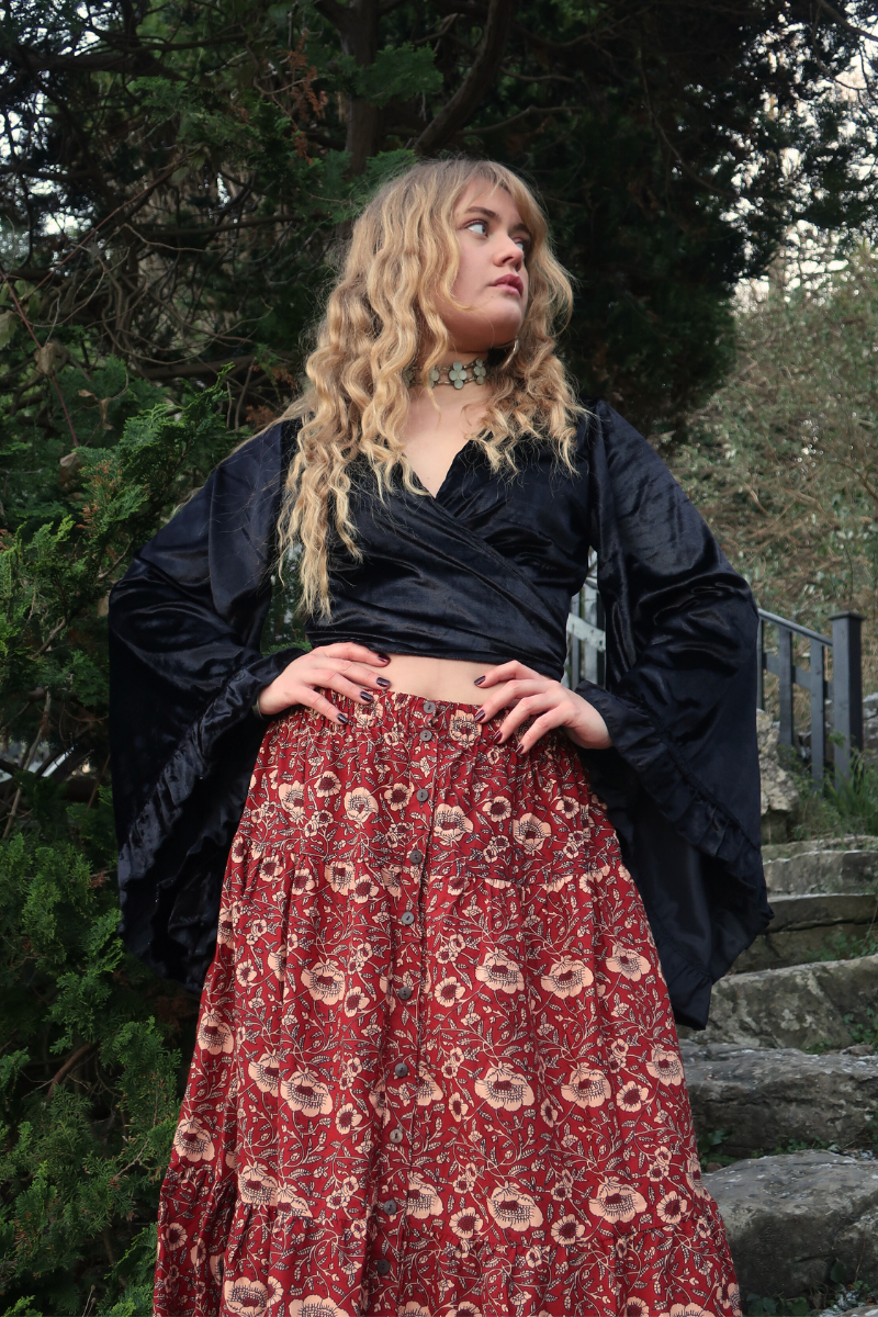 Khroma Venus Wrap Top in Opera Black Ice Velvet