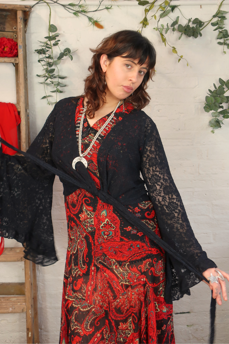 Venus Wrap Top in Nightshade Black Lace