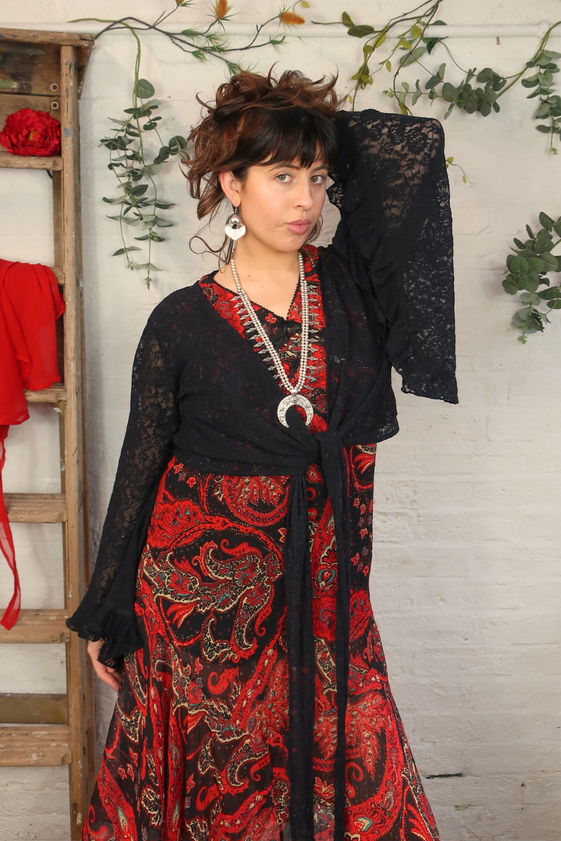 Venus Wrap Top in Nightshade Black Lace