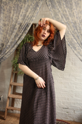 Martha Maxi Dress in Black Ditsy Cosmos - S/M