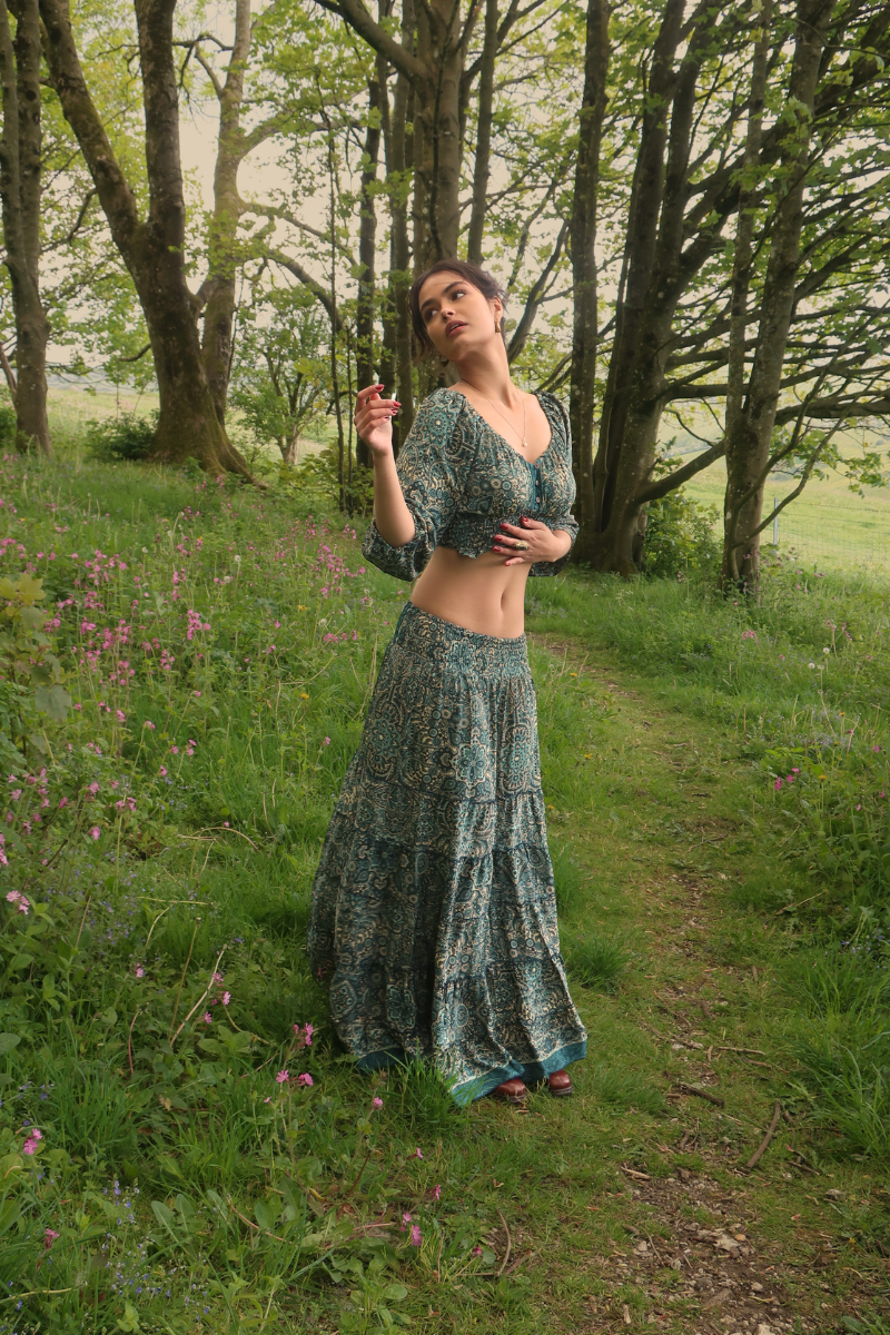 Maisie Maxi Skirt in Simone Blue Mandala