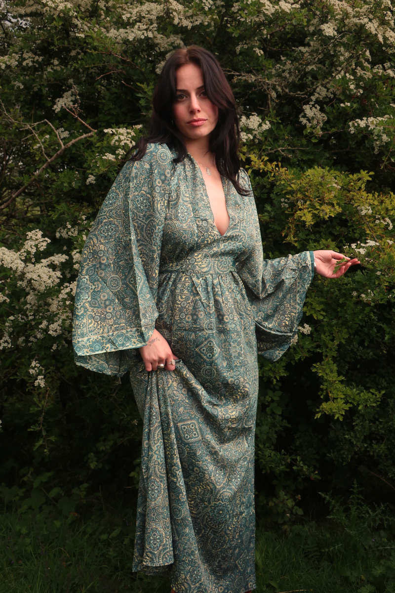 Stevie 70s Maxi Dress | Simone Blue Mandala | All About Audrey Stevie 70s Maxi Dress | Simone Blue Mandala | All About Audrey