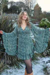 Venus Mini Wrap Dress in Simone Blue Mandala