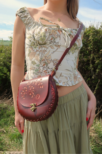 Jemima Embossed Saddle Bag in Antler Brown