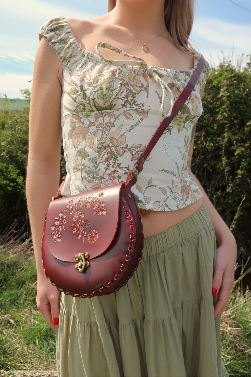 Jemima Embossed Saddle Bag in Antler Brown