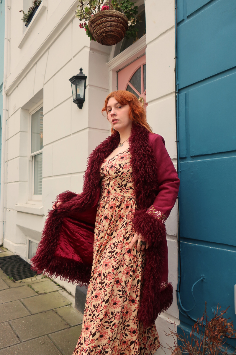 Fleetwood Embroidered Penny Lane Coat in Tango in the Night Burgundy