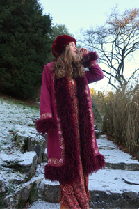 Fleetwood Embroidered Penny Lane Coat in Tango in the Night Burgundy