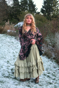 Venus Wrap Top in Emerald Burn Out Velvet