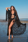Circe Maxi Gown in Black Swan Chantilly Lace