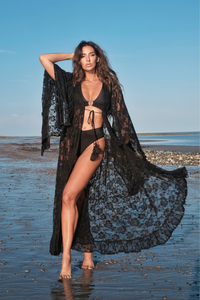 Circe Maxi Gown in Black Swan Chantilly Lace