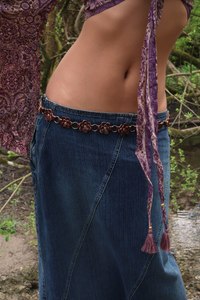 Daisy Chain Leather Belt in Antler Brown - Free Size