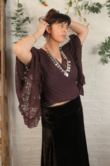 Venus Wrap Top in Truffle Brown Lace