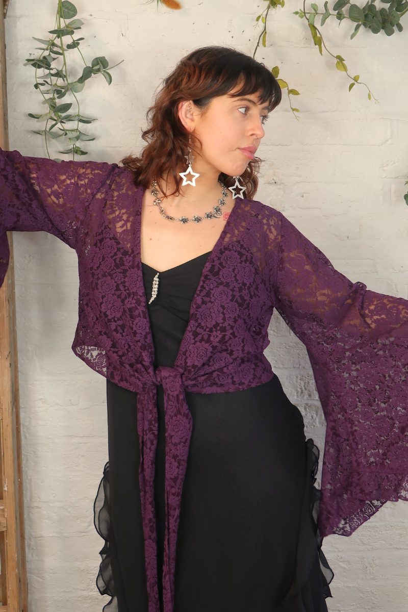 Venus Wrap Top in Witches Purple Lace