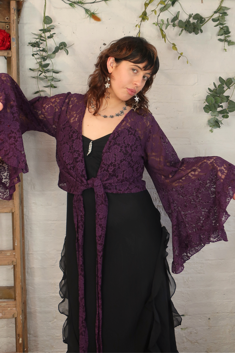 Venus Wrap Top in Witches Purple Lace