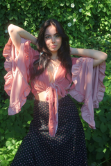 Khroma Venus Wrap Top in Dusty Pink Velvet