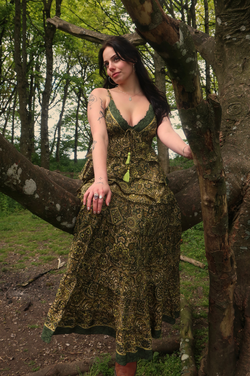 Maisie Maxi Skirt in Coltrane Green Mandala