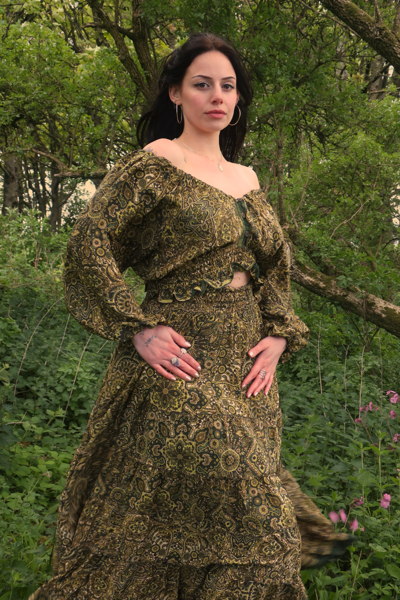 Maisie Maxi Skirt in Coltrane Green Mandala