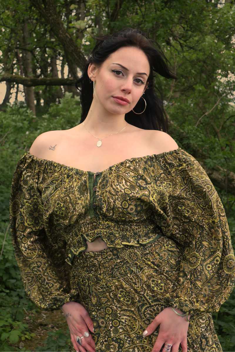 Libra Crop Top in Coltrane Green Mandala
