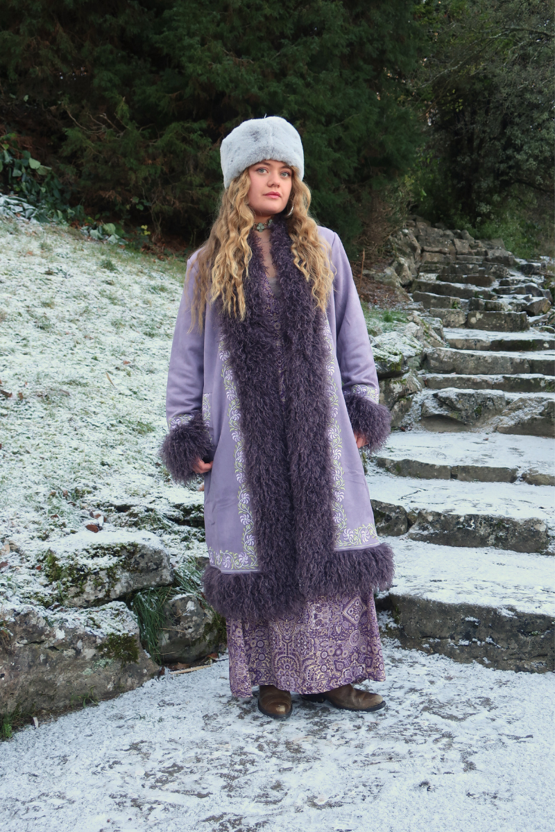Fleetwood Embroidered Penny Lane Coat in Silver Springs Lilac
