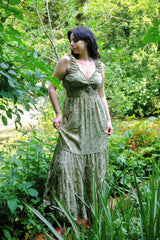 Maisie Folklore Floral Maxi Dress in Bamboo Green