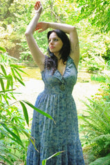 Maisie Folklore Floral Maxi Dress in Forget-Me-Not Blue