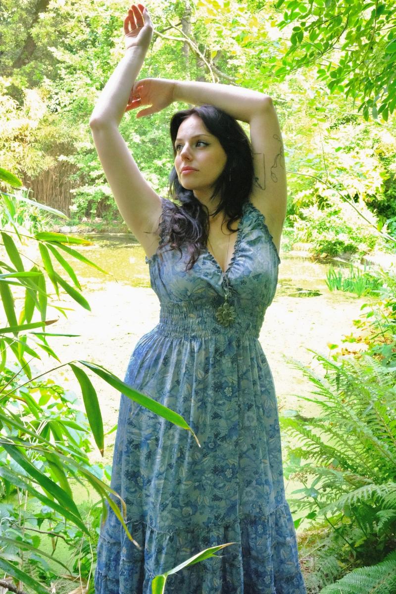 Maisie Folklore Floral Maxi Dress in Forget-Me-Not Blue