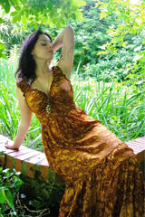 Maisie Folklore Floral Maxi Dress in Witch-Hazel Gold