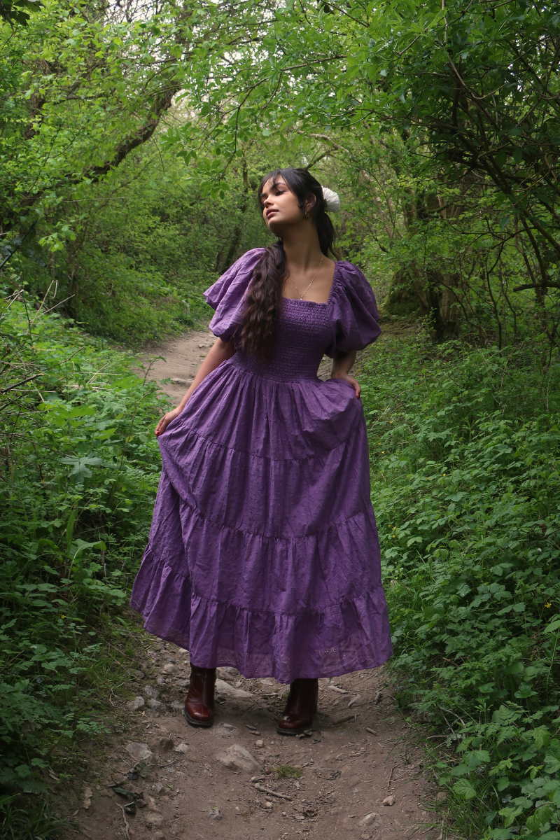 Charlotte Maxi Dress in Memoir Purple Broderie Anglaise