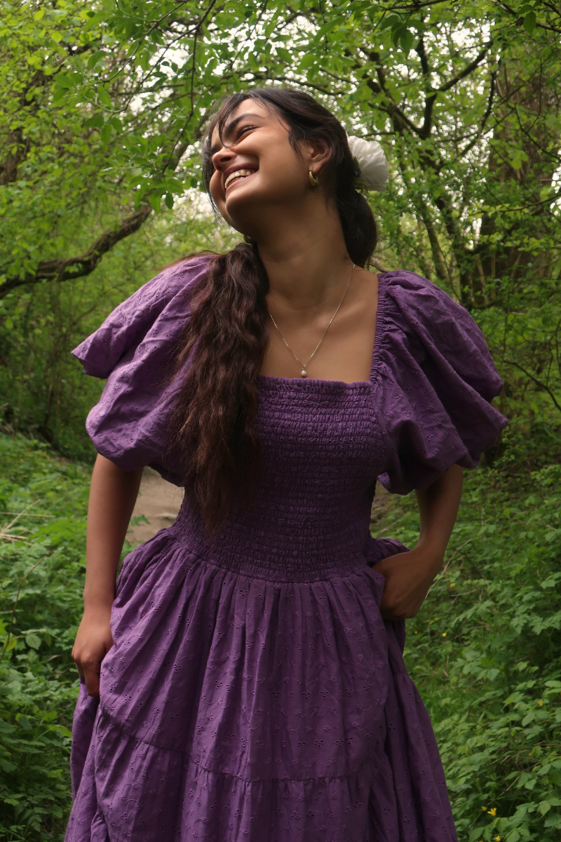 Charlotte Maxi Dress in Memoir Purple Broderie Anglaise