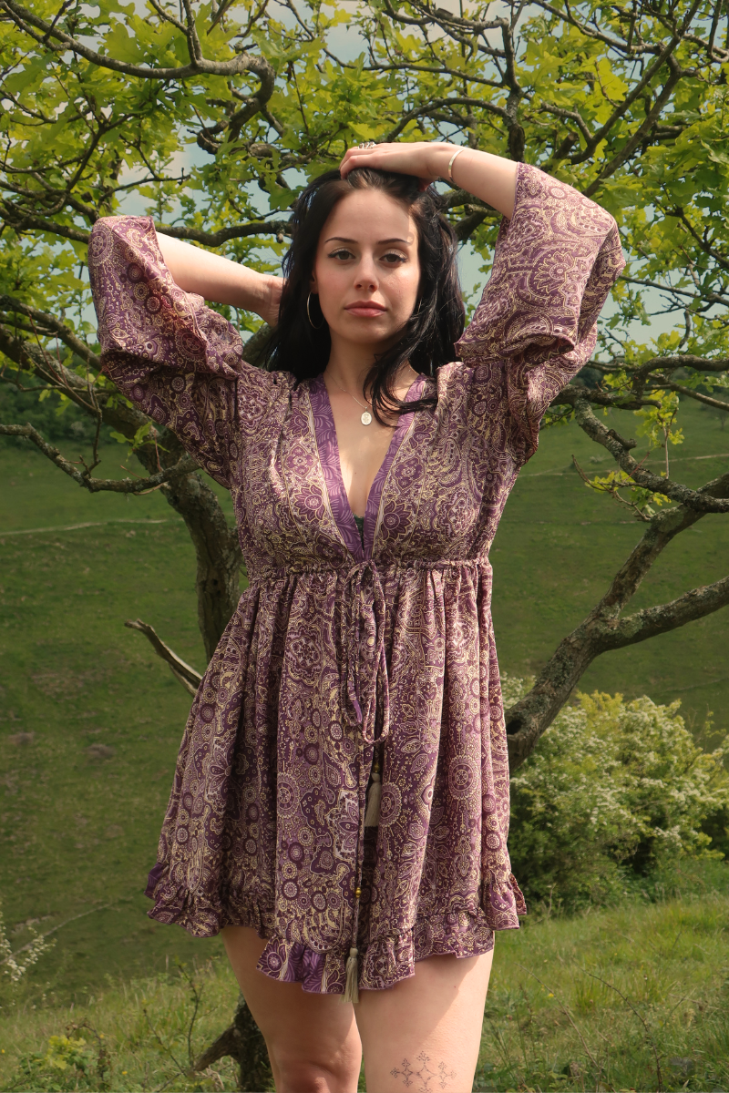 Pixie Babydoll Mini Dress in Joplin Purple Mandala