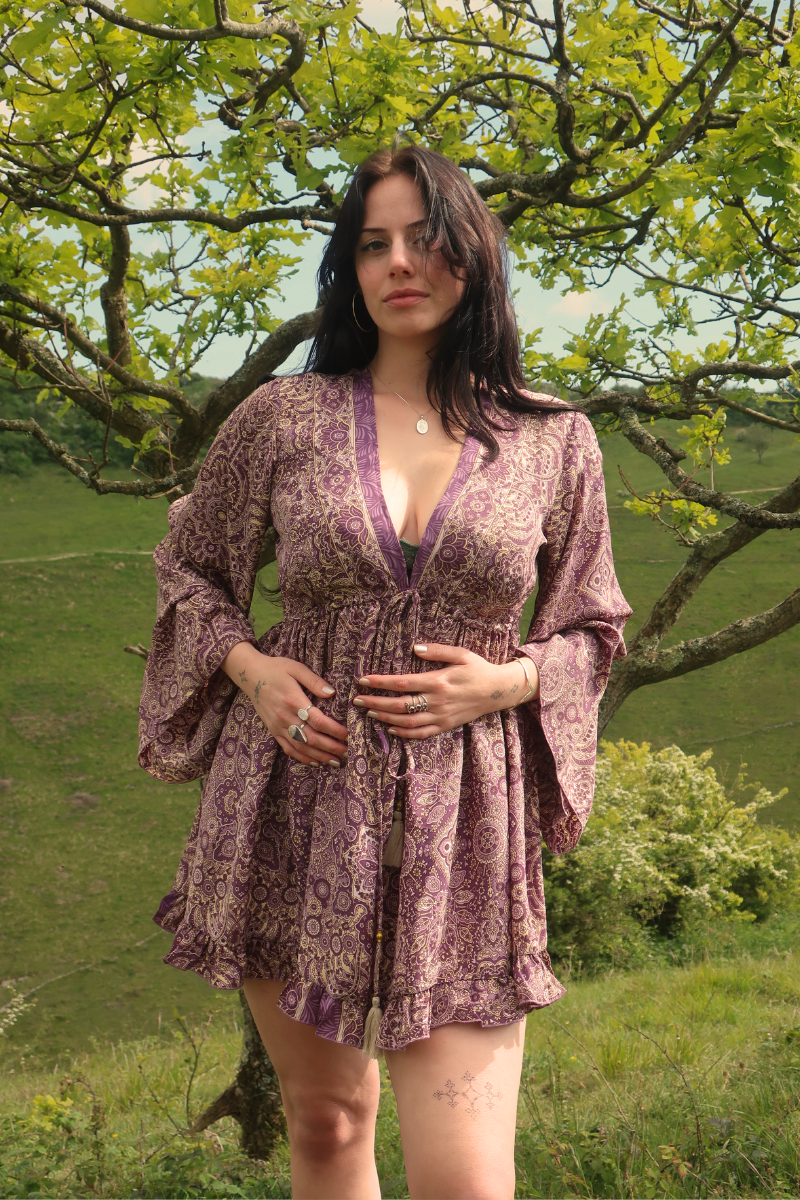 Pixie Babydoll Mini Dress in Joplin Purple Mandala