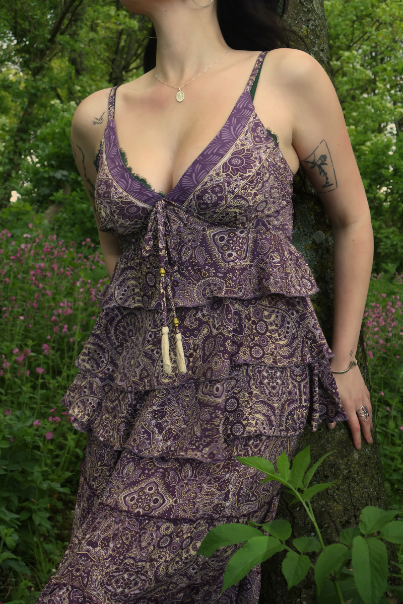 Celeste Babydoll Cami Top in Joplin Purple Mandala