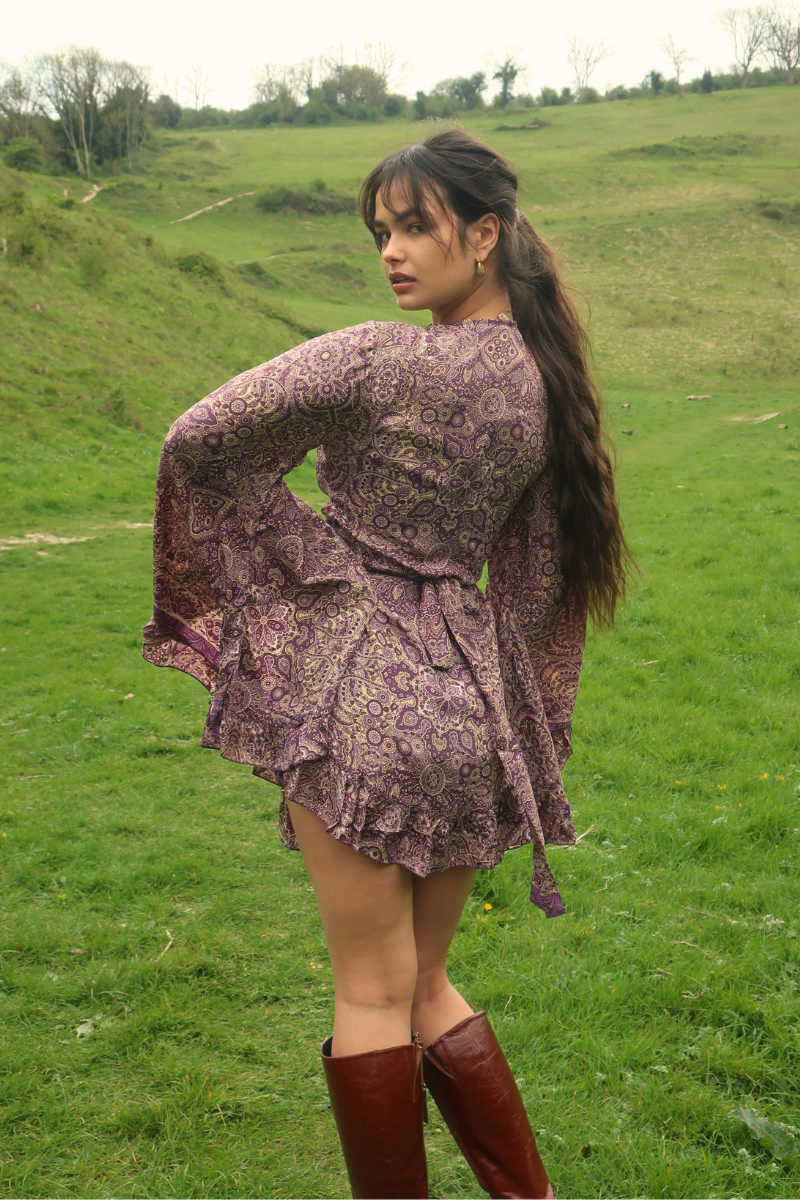 Venus Mini Wrap Dress in Joplin Purple Mandala