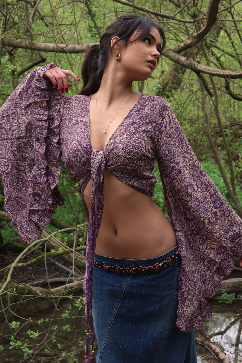Venus Wrap Top in Joplin Purple Mandala