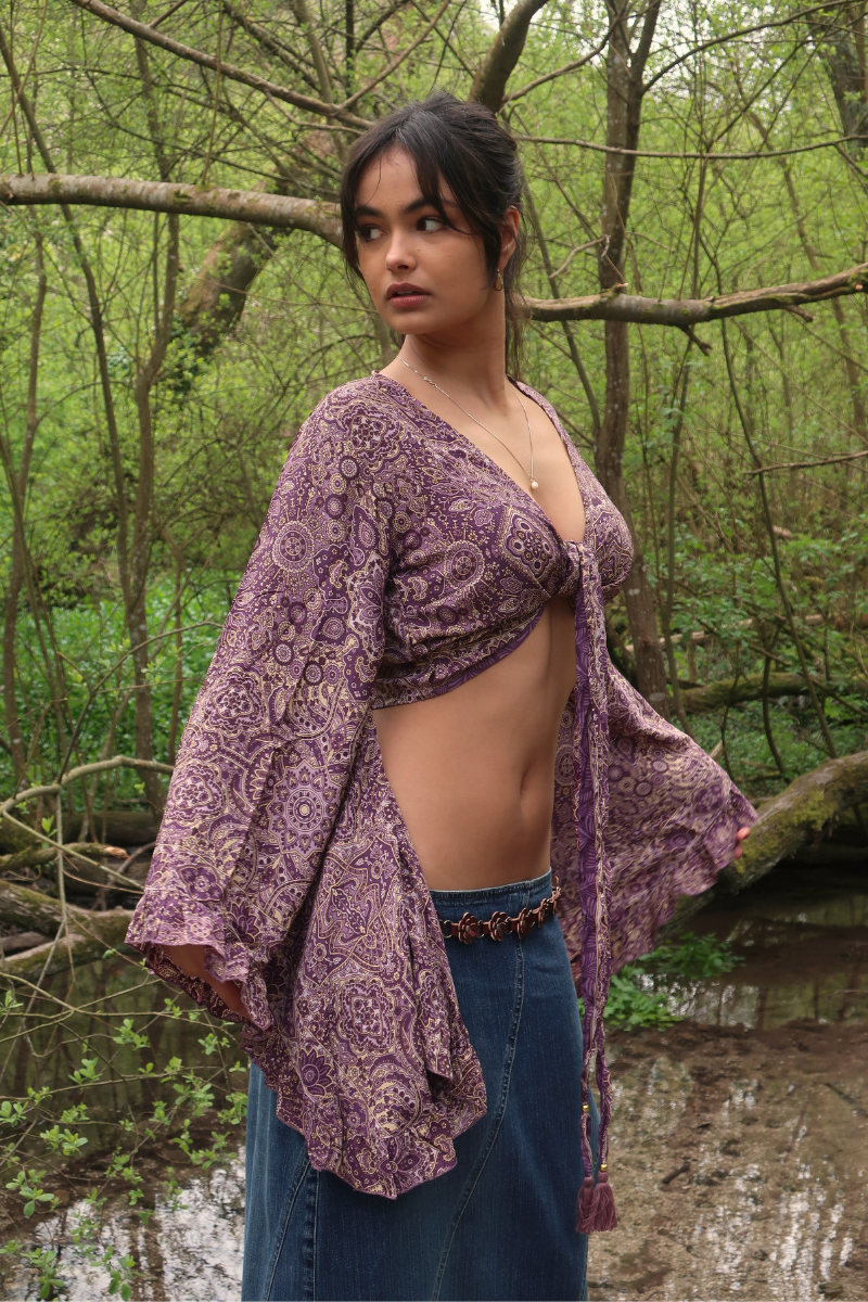 Venus Wrap Top in Joplin Purple Mandala