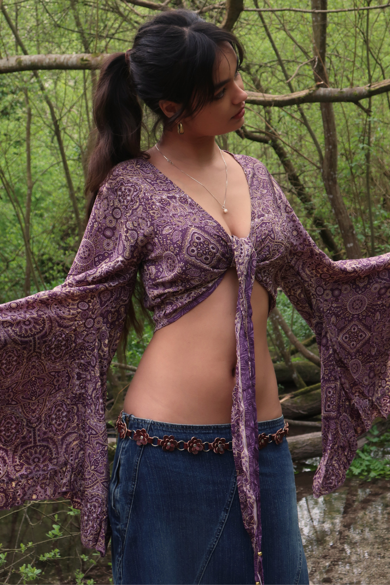 Venus Wrap Top in Joplin Purple Mandala