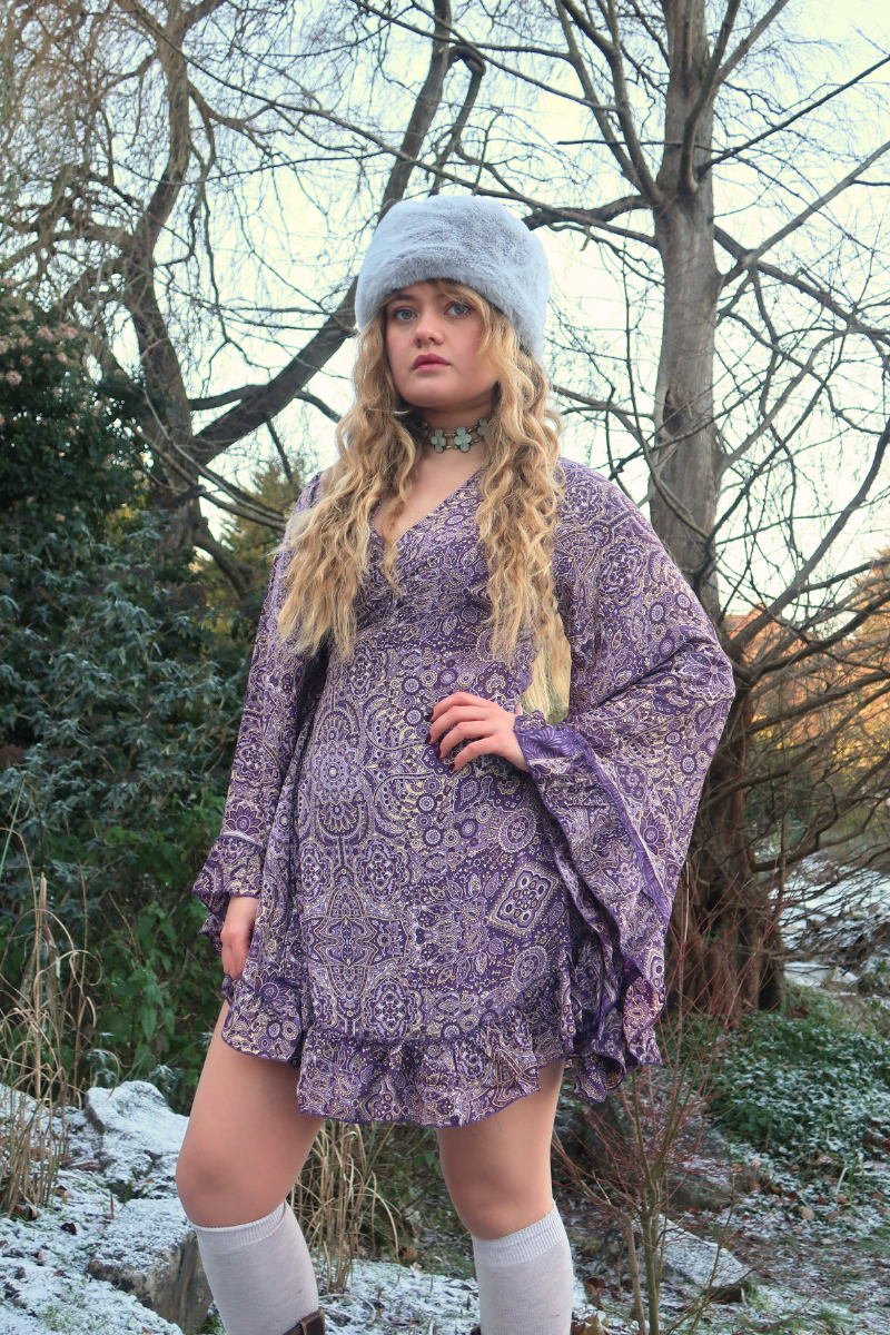 Venus Mini Wrap Dress in Joplin Purple Mandala