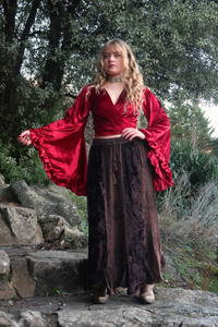 Khroma Venus Wrap Top in Ruby Red Ice Velvet