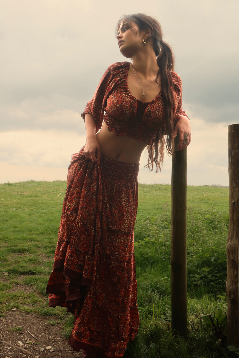 Maisie Maxi Skirt in Bowie Red Mandala