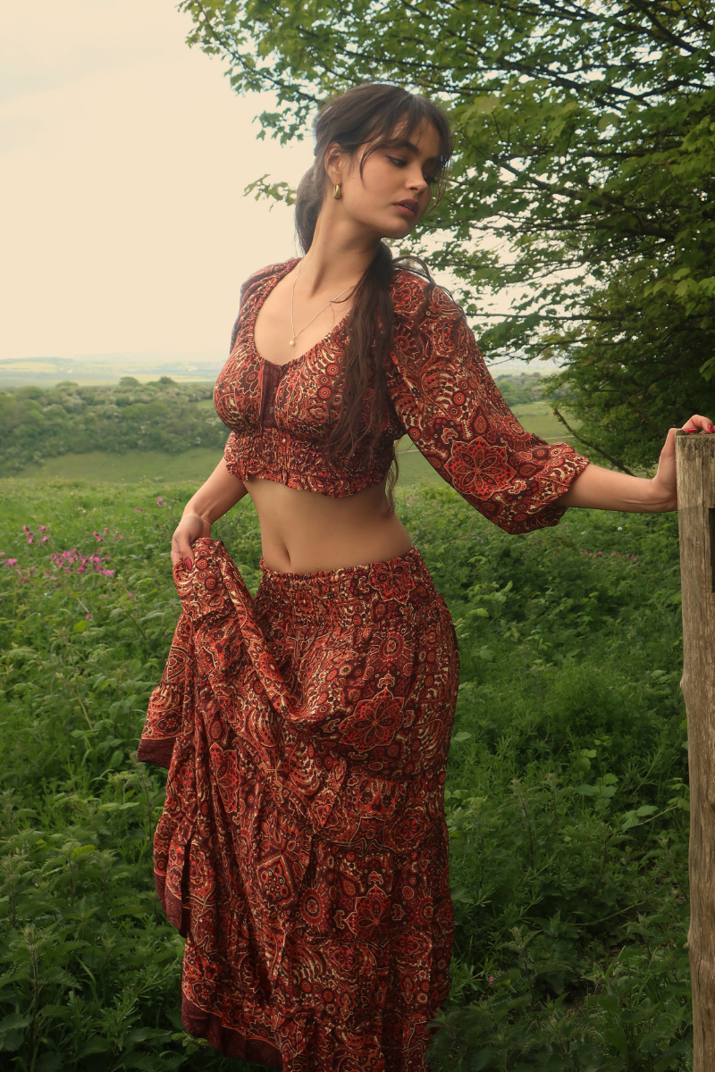 Maisie Maxi Skirt in Bowie Red Mandala