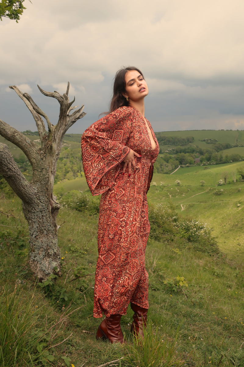 Stevie Maxi Dress in Bowie Red Mandala
