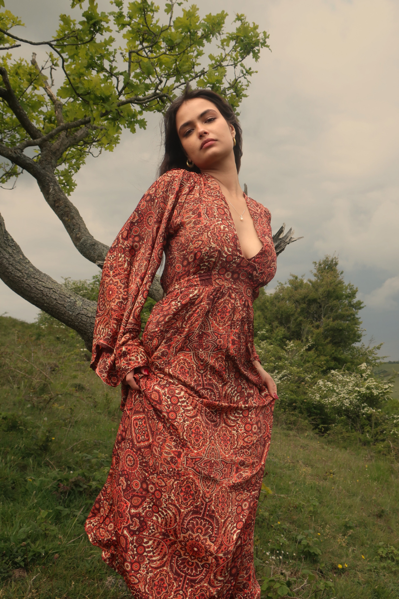 Stevie Maxi Dress in Bowie Red Mandala