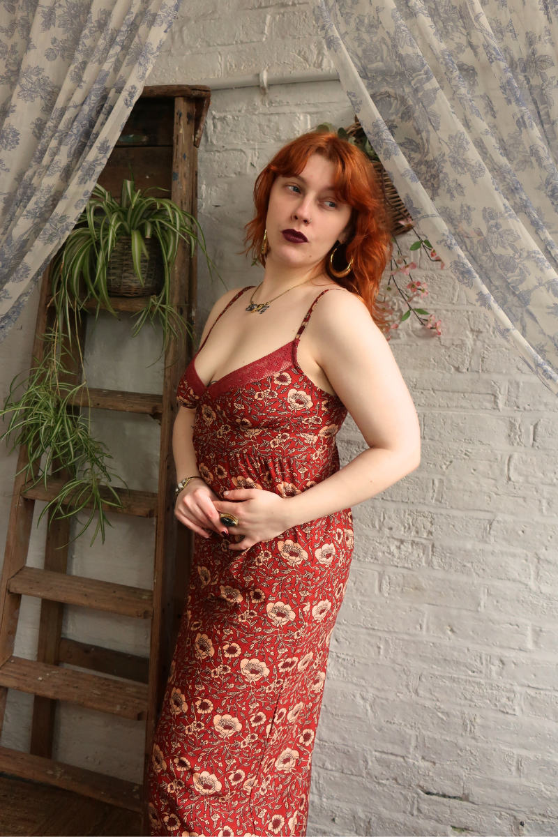 Isobel Maxi Dress in Poppy Red Block Print Floral