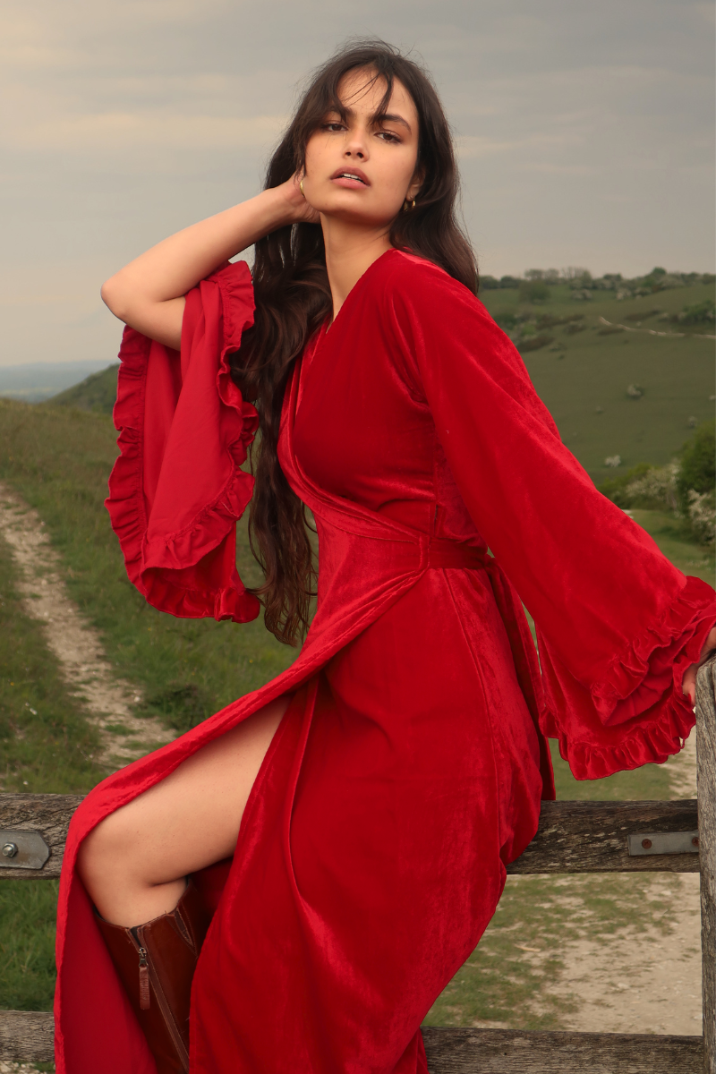 Khroma Venus Maxi Dress in Persephone Red Velvet