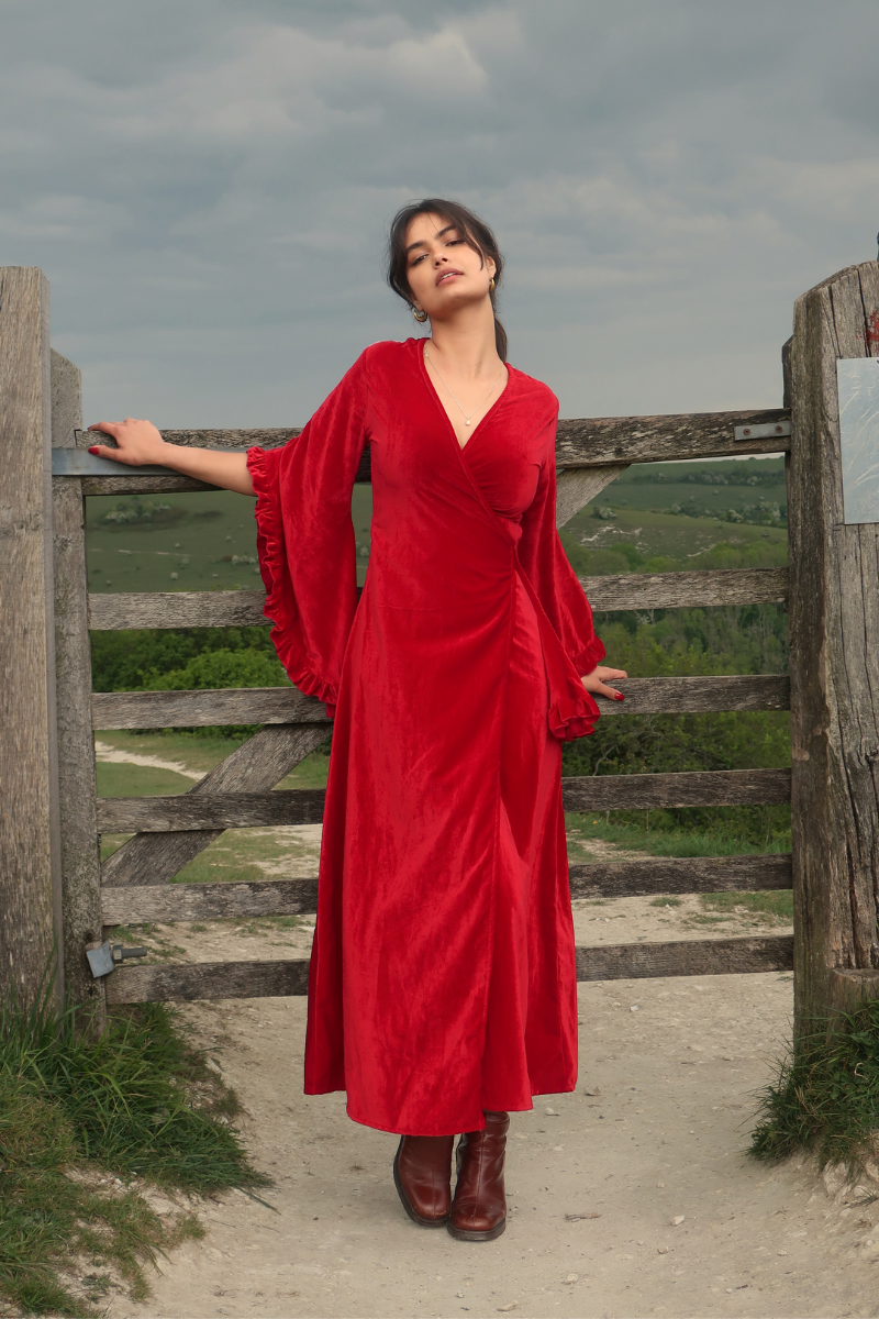 Khroma Venus Maxi Dress in Persephone Red Velvet