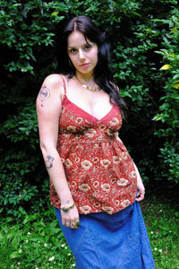 Isobel Cami Top in Poppy Red Block Print Floral